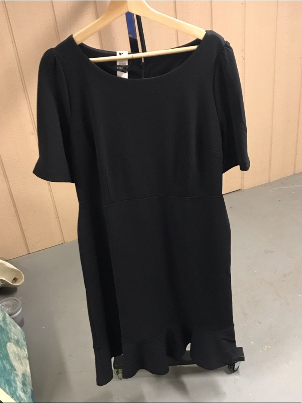 Talbots Black Short-Sleeve Midi Dress with Ruffle Hem
